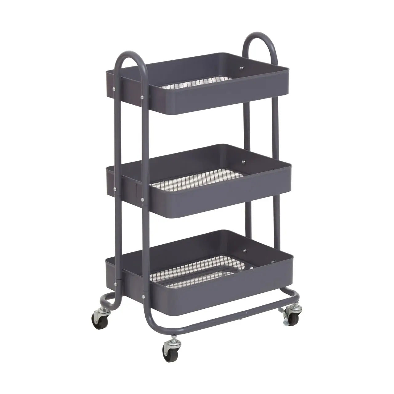 Acero Metal Three Tier Trolley In Grey