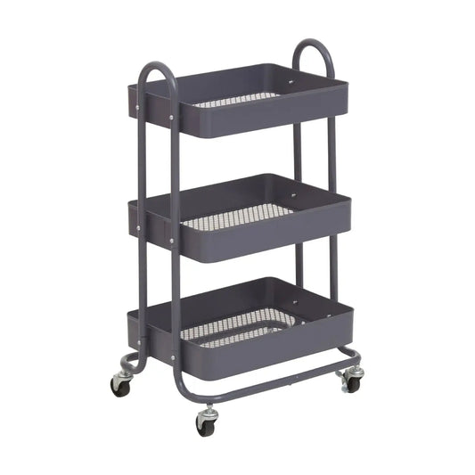 Acero Metal Three Tier Trolley In Grey