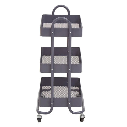 Acero Metal Three Tier Trolley In Grey