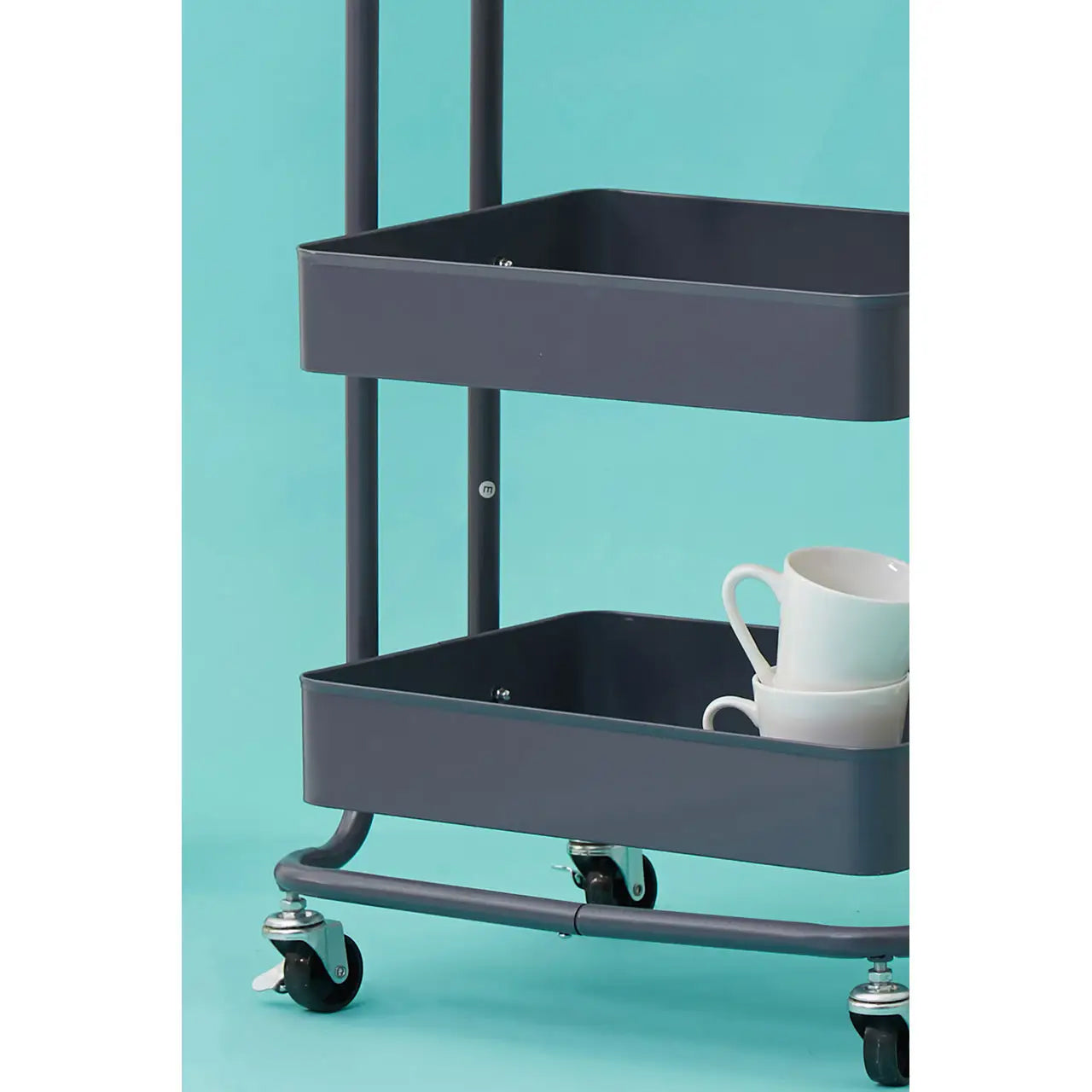 Acero Metal Three Tier Trolley In Grey