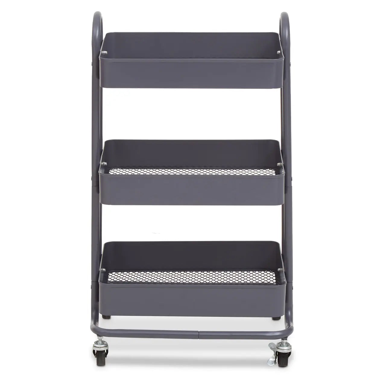 Acero Metal Three Tier Trolley In Grey