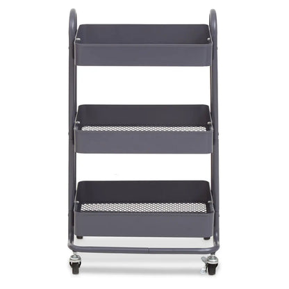Acero Metal Three Tier Trolley In Grey