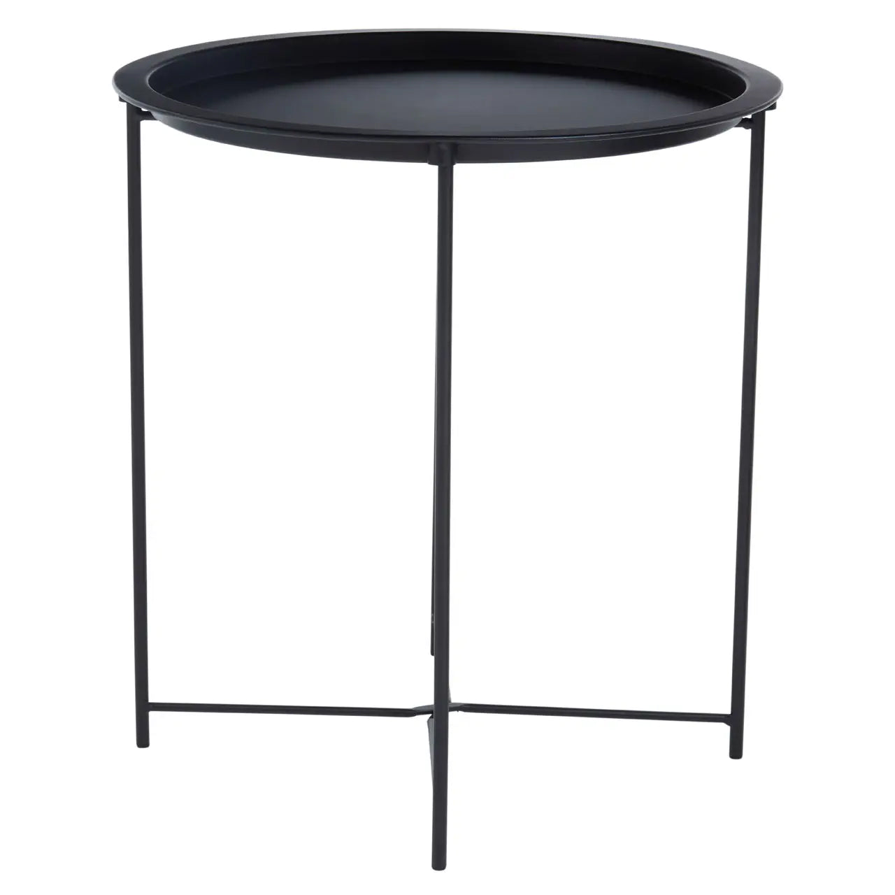 Acero Round Metal Side Table In Black