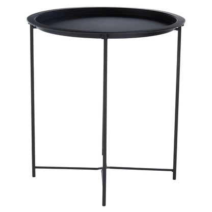 Acero Round Metal Side Table In Black
