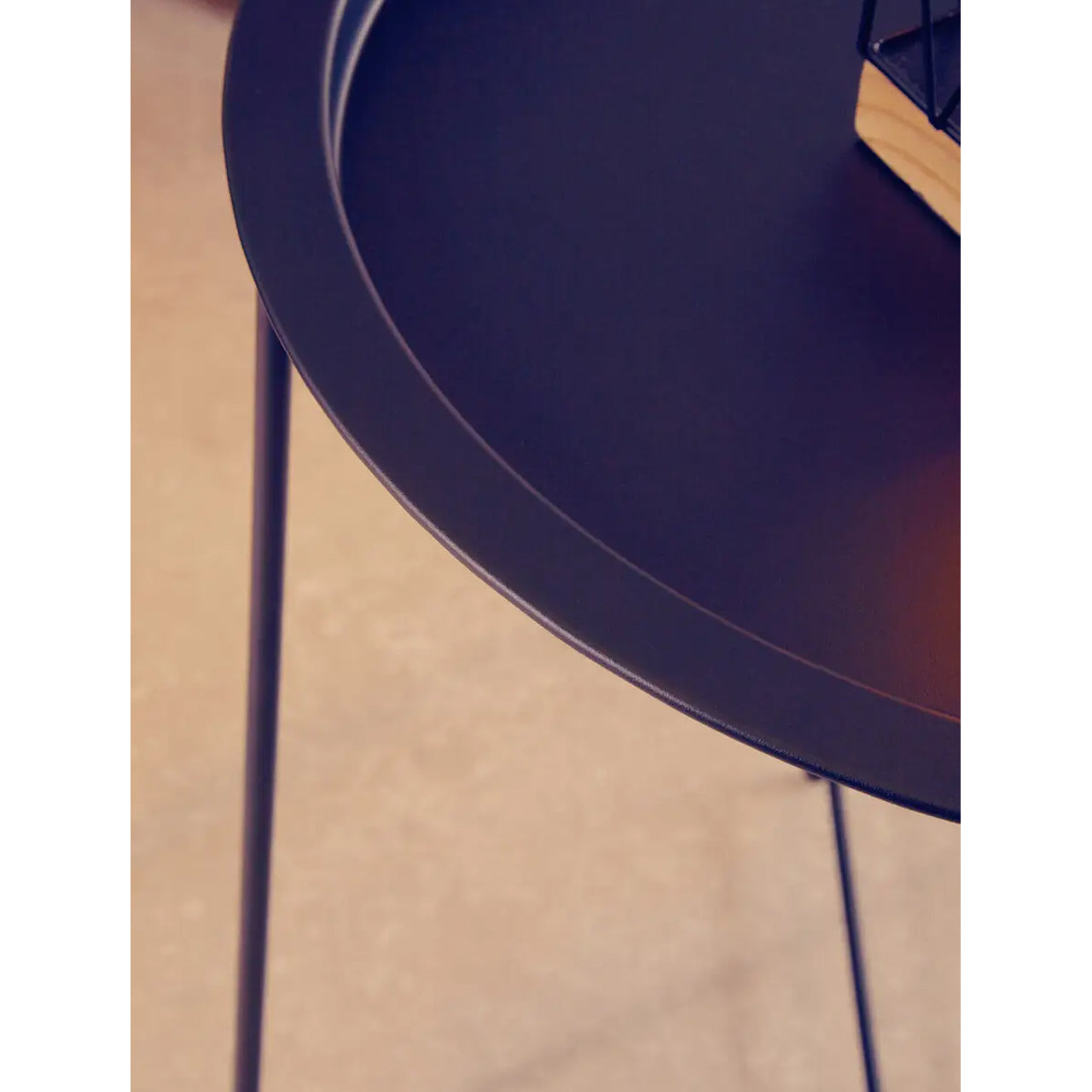 Acero Round Metal Side Table In Black