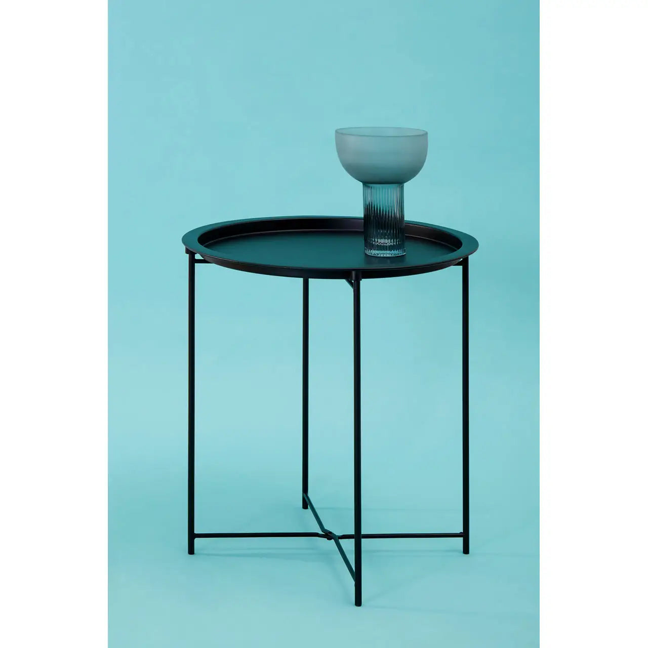 Acero Round Metal Side Table In Black