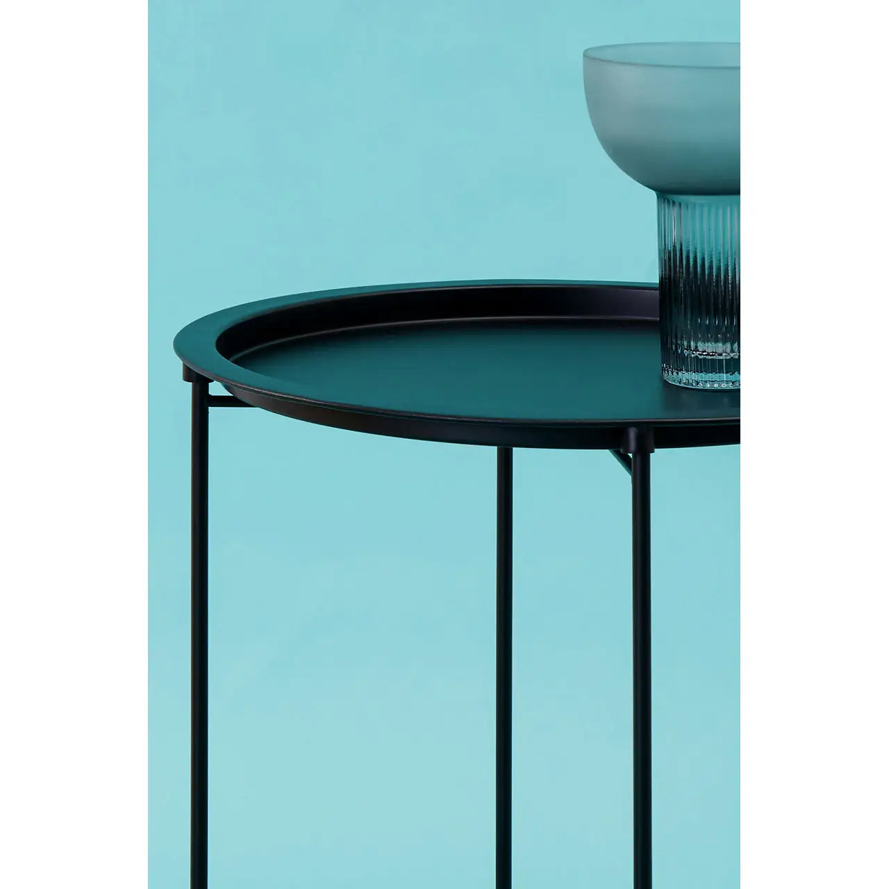 Acero Round Metal Side Table In Black