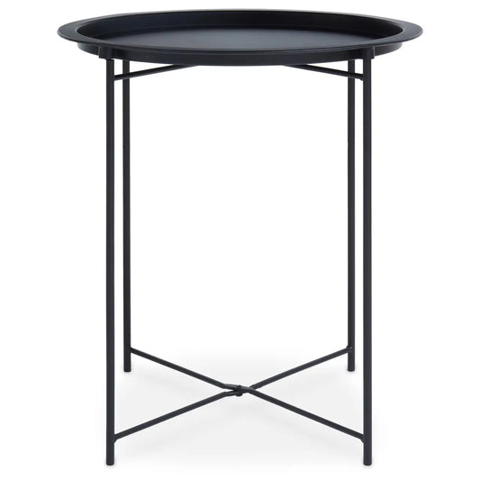 Acero Round Metal Side Table In Black