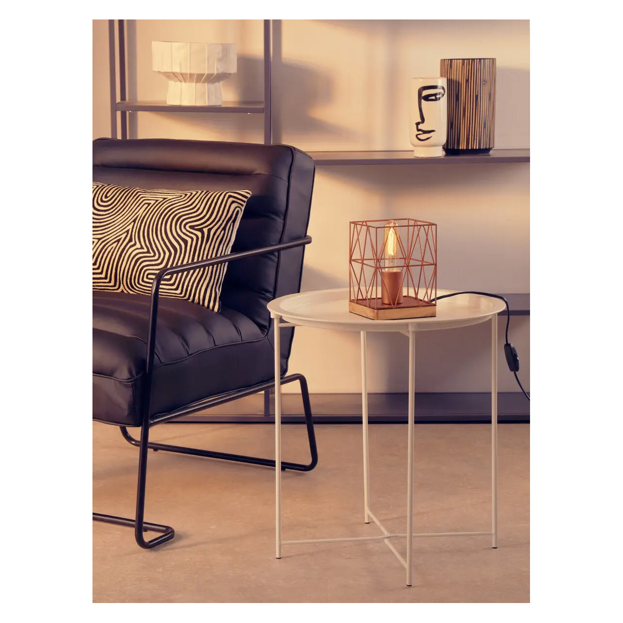 Acero Round Metal Side Table In White