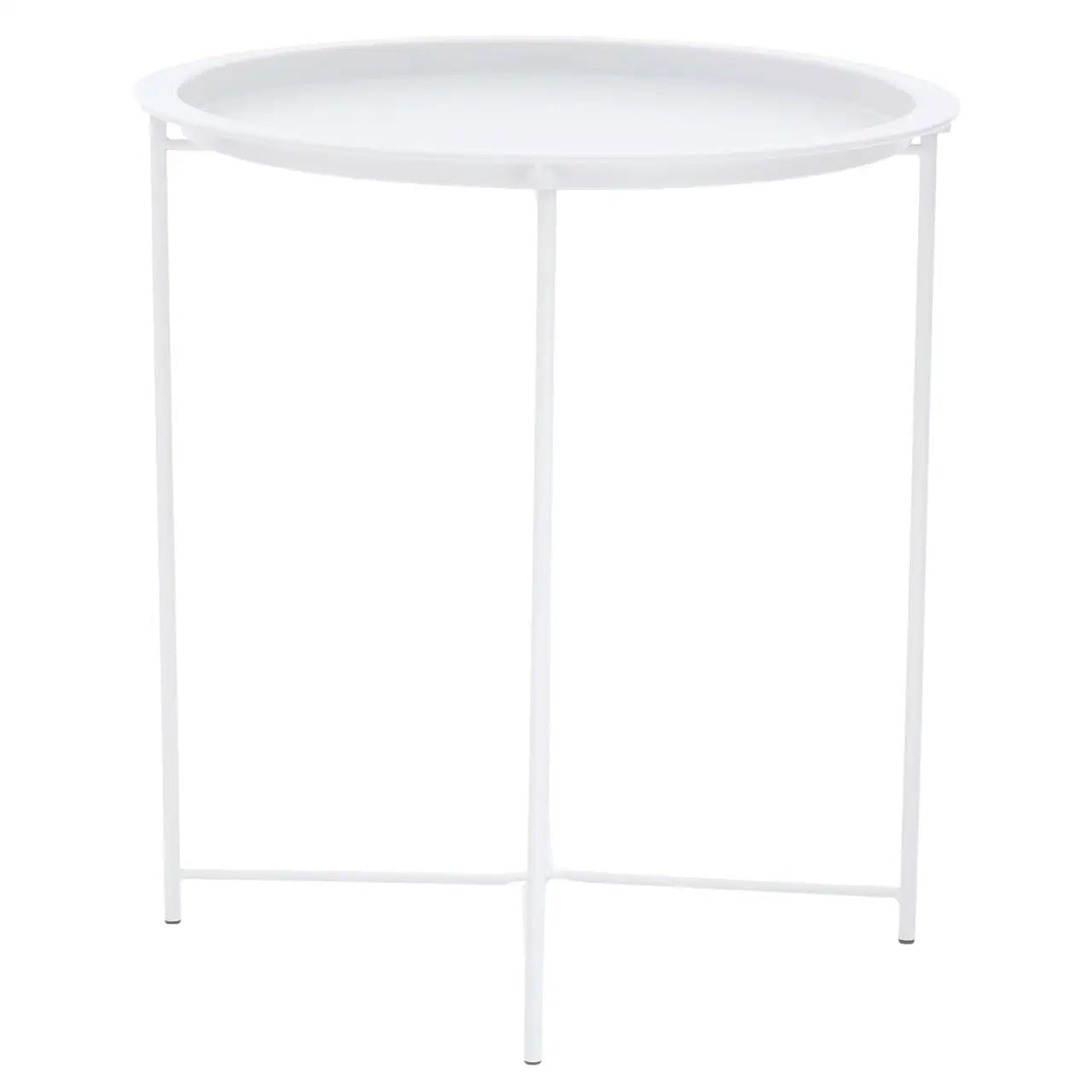 Acero Round Metal Side Table In White