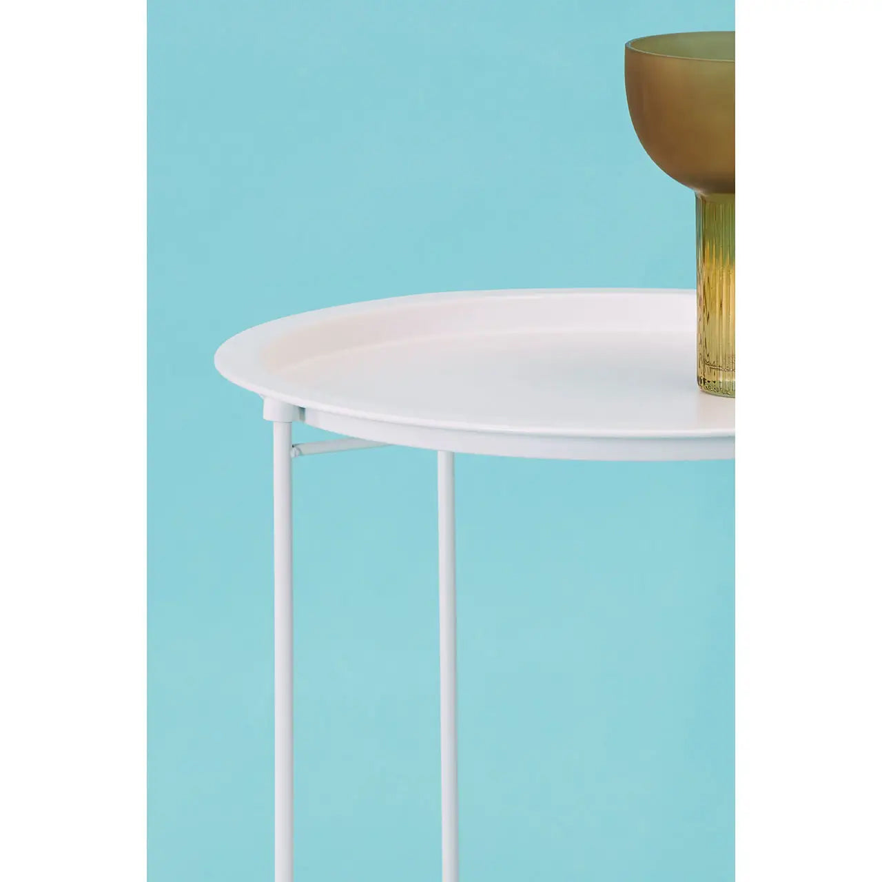 Acero Round Metal Side Table In White