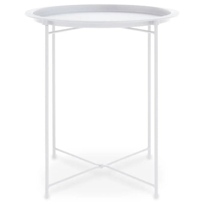 Acero Round Metal Side Table In White