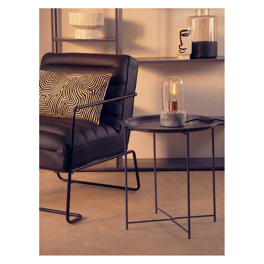 Acero Round Metal Side Table In Grey