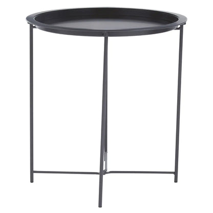 Acero Round Metal Side Table In Grey