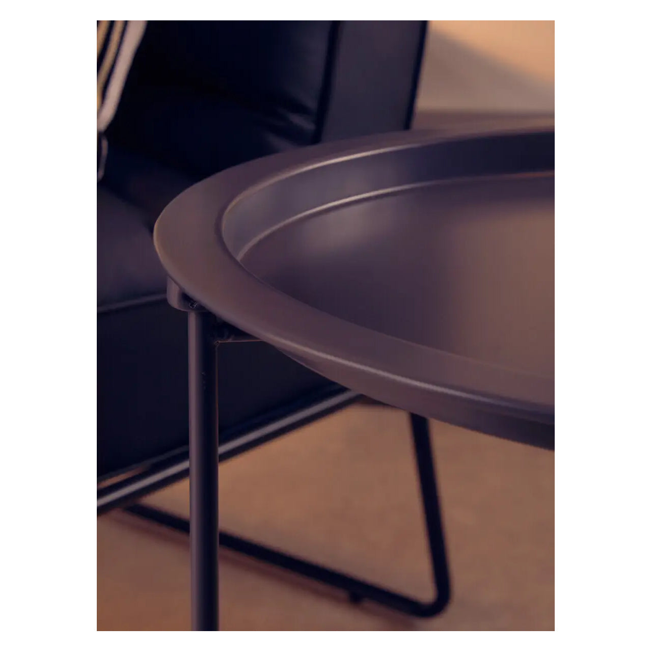 Acero Round Metal Side Table In Grey