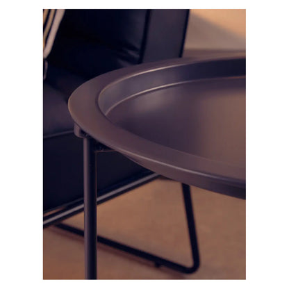 Acero Round Metal Side Table In Grey