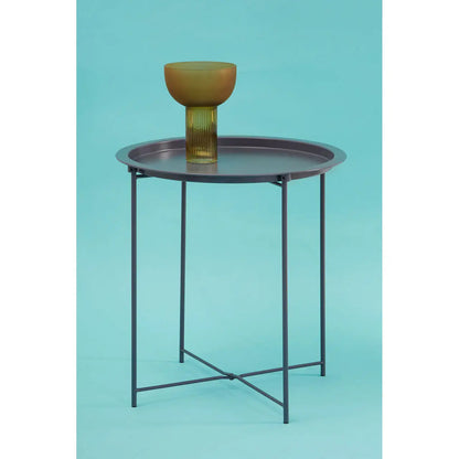Acero Round Metal Side Table In Grey