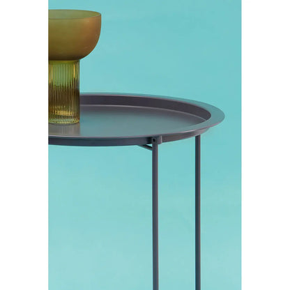 Acero Round Metal Side Table In Grey