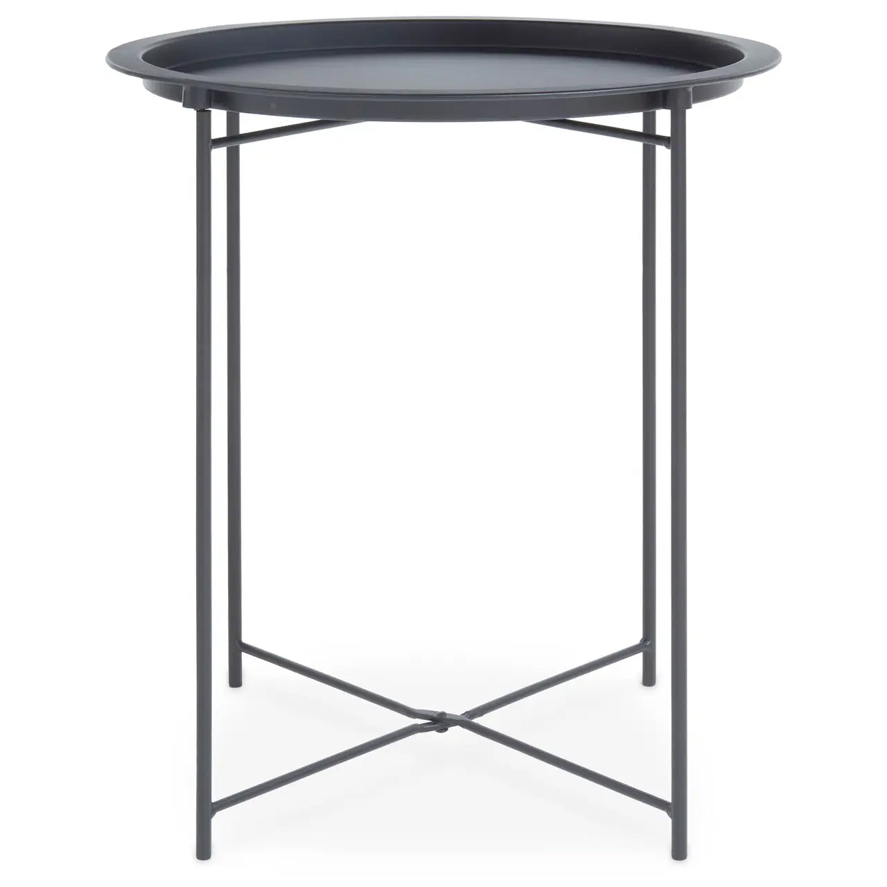 Acero Round Metal Side Table In Grey