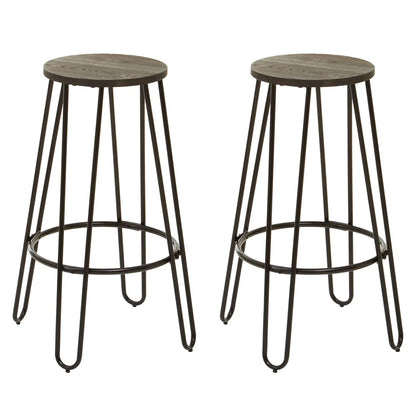 District Wooden Bar Table And Stool Set In Elm