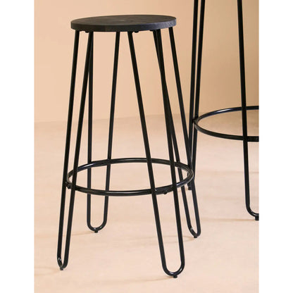 District Wooden Bar Table And Stool Set In Elm