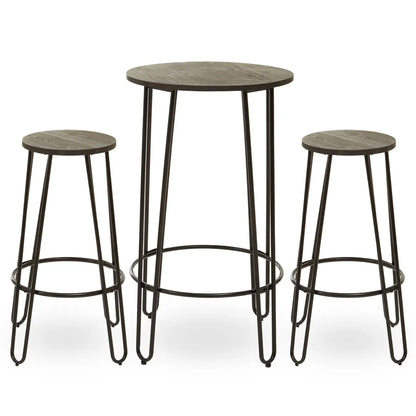 District Wooden Bar Table And Stool Set In Elm