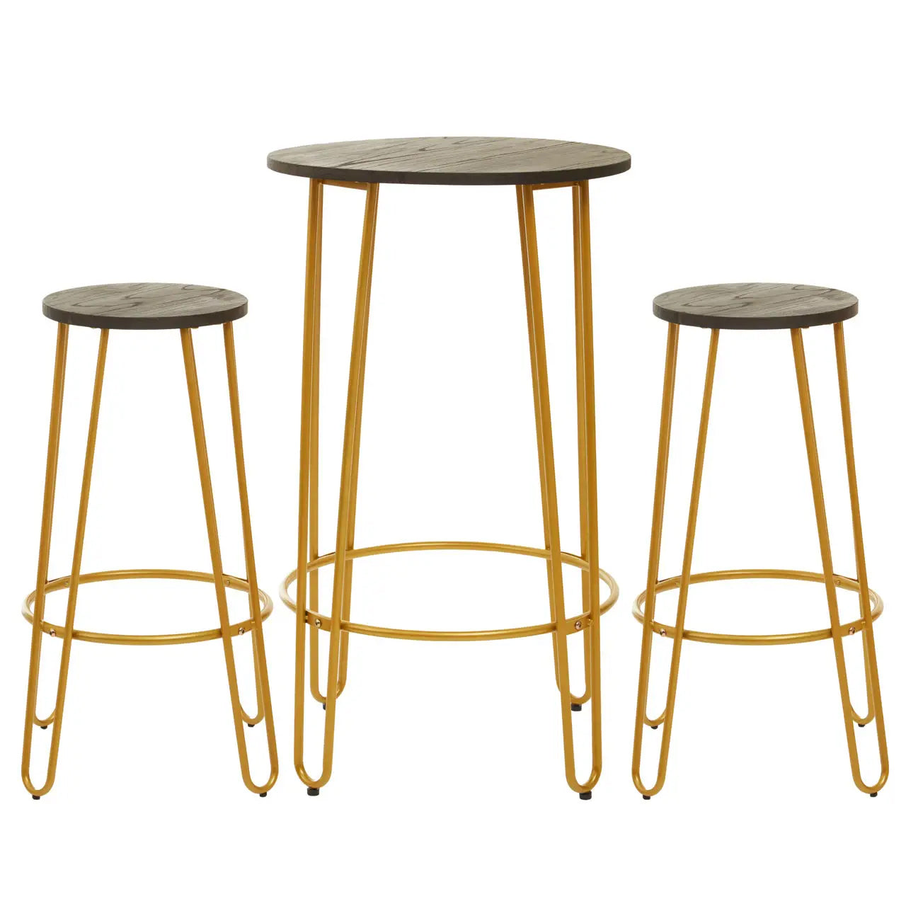 District Bar Table And Stool Set In Gold