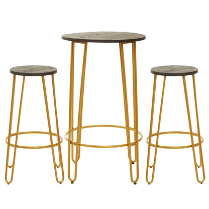 District Bar Table And Stool Set In Gold