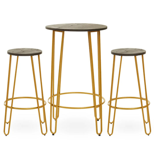 District Bar Table And Stool Set In Gold