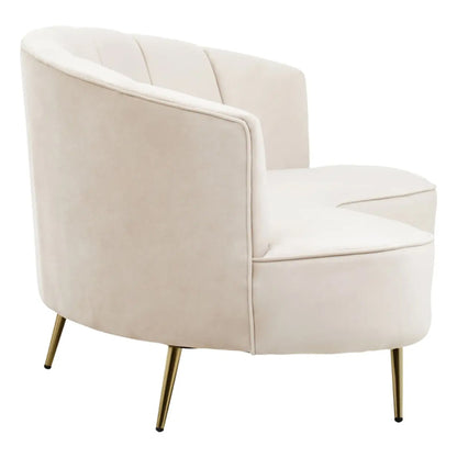 Hasna Velvet 3 Seater Sofa In Beige With Gold Metal Legs