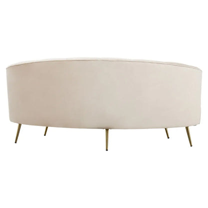 Hasna Velvet 3 Seater Sofa In Beige With Gold Metal Legs