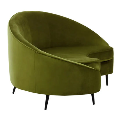Hasina Velvet 3 Seater Sofa In Olive With Black Metal Legs