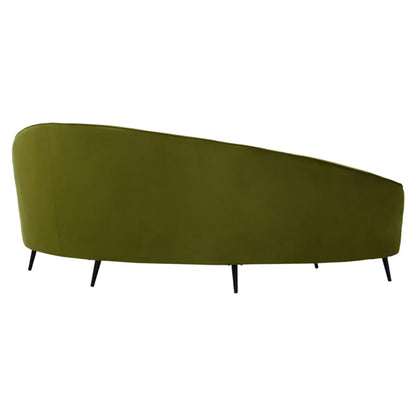 Hasina Velvet 3 Seater Sofa In Olive With Black Metal Legs