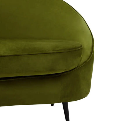 Hasina Velvet 3 Seater Sofa In Olive With Black Metal Legs