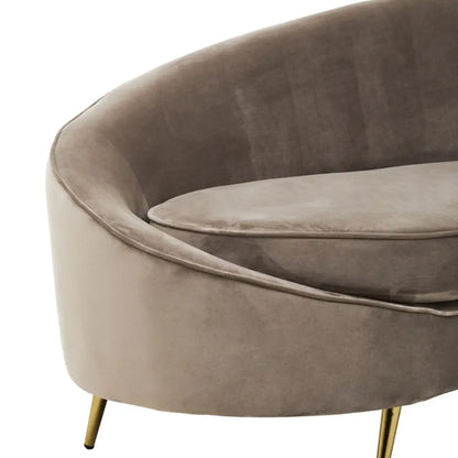 Hasina Velvet 3 Seater Sofa In Mink With Black Metal Legs