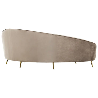 Hasina Velvet 3 Seater Sofa In Mink With Black Metal Legs