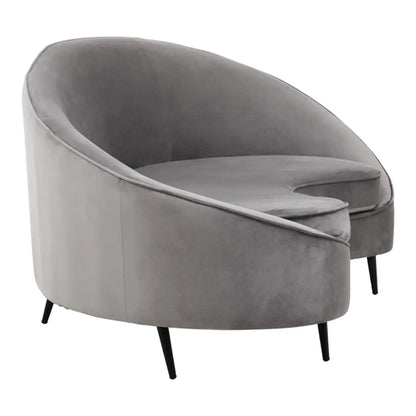 Hasina Velvet 3 Seater Sofa In Grey With Black Metal Legs
