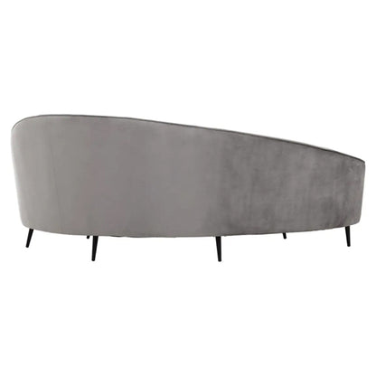 Hasina Velvet 3 Seater Sofa In Grey With Black Metal Legs