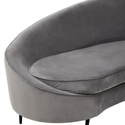 Hasina Velvet 3 Seater Sofa In Grey With Black Metal Legs