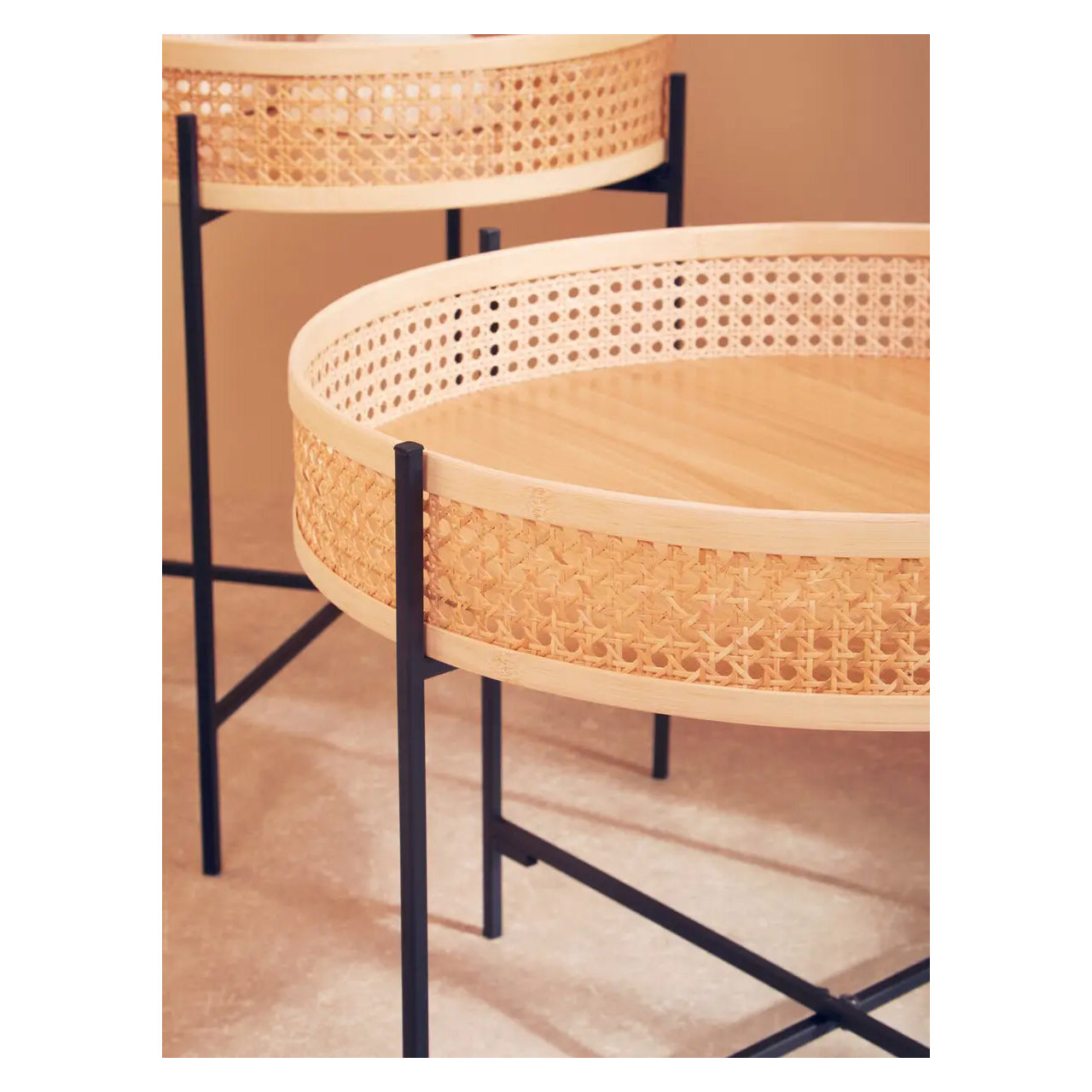 Depok Natural Rattan Coffee Table With Cross Legs