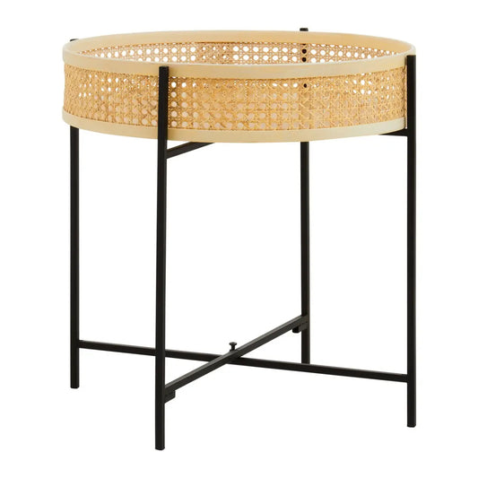Depok Rattan Tray Side Table With Cross Legs