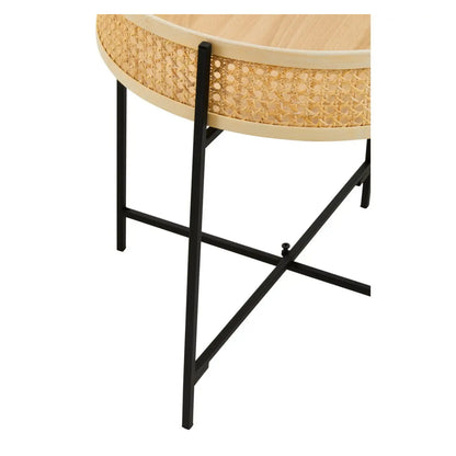 Depok Rattan Tray Side Table With Cross Legs