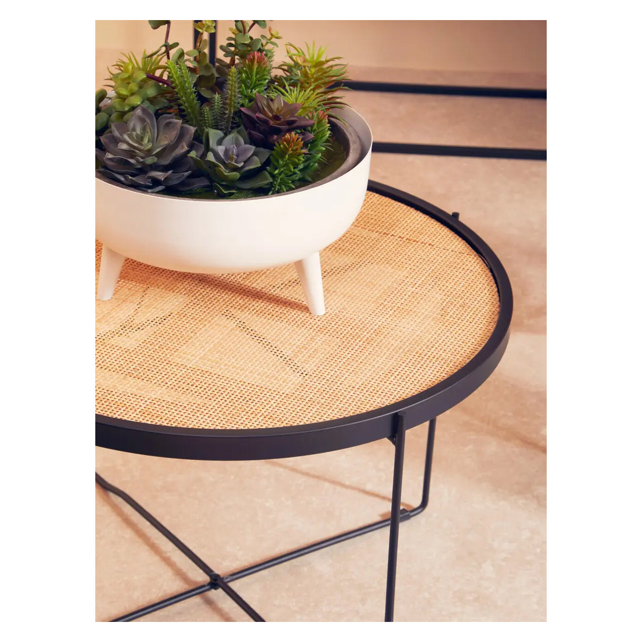 Depok Round Rattan Coffee Table In Natural