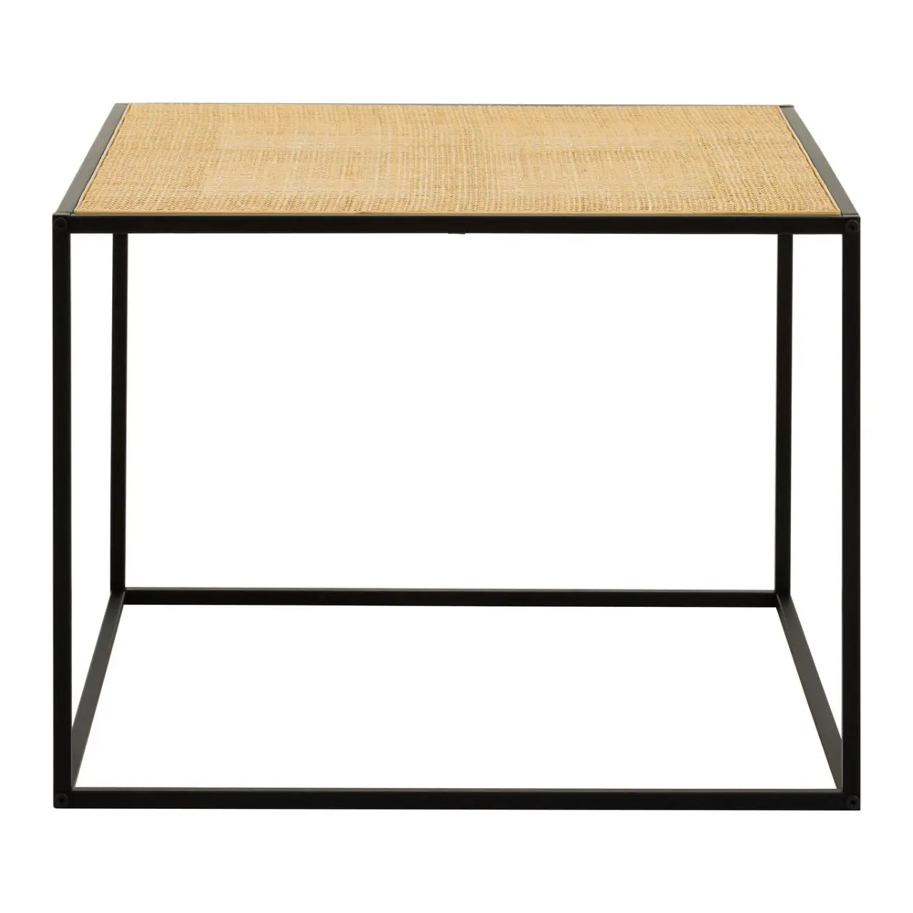 Depok Natural Ratan Coffee Table With Black Wooden Base