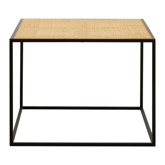 Depok Natural Ratan Coffee Table With Black Wooden Base