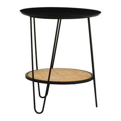 Depok Metal Side Table In Black With Hairpin Legs
