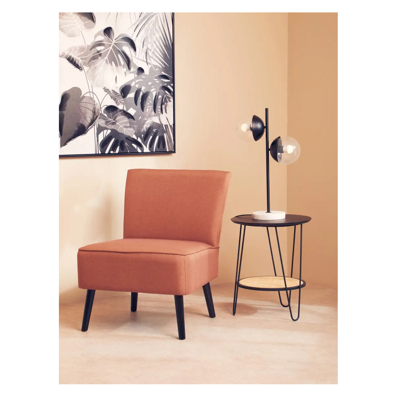 Depok Metal Side Table In Black With Hairpin Legs