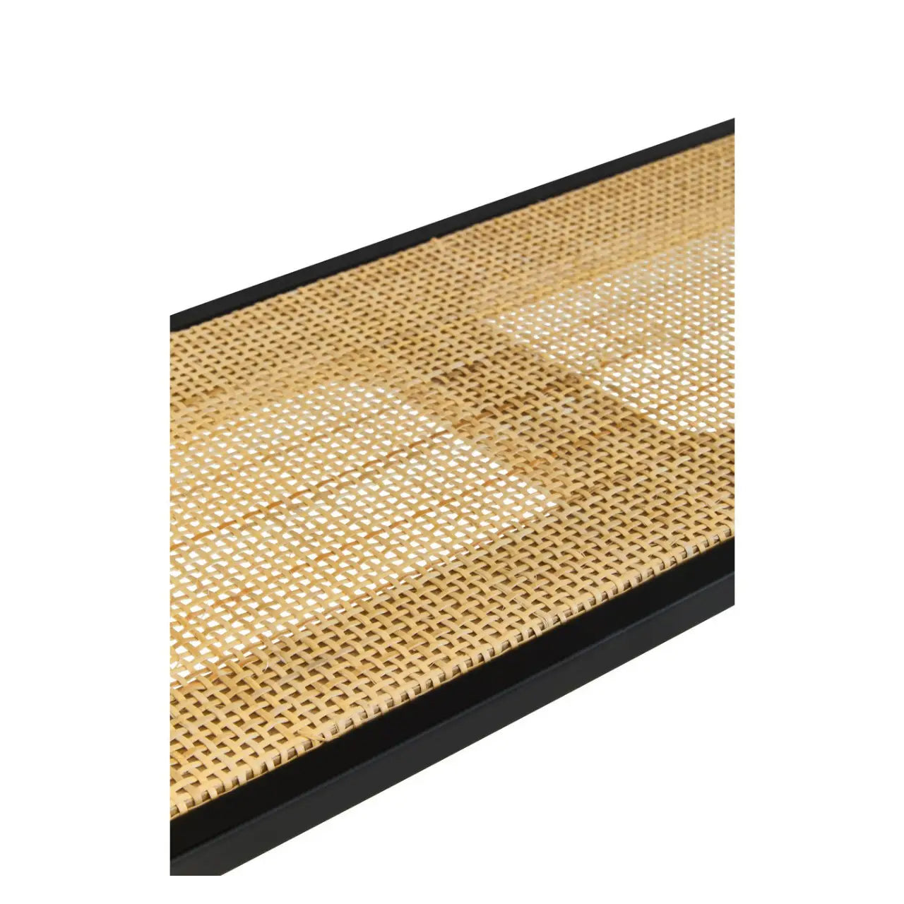 Depok Two Tier Wall Shelf In Black And Natural Rattan