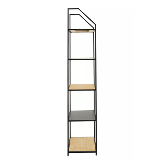 Depok Wooden 5 Tier Shelving Unit In Natural Rattan