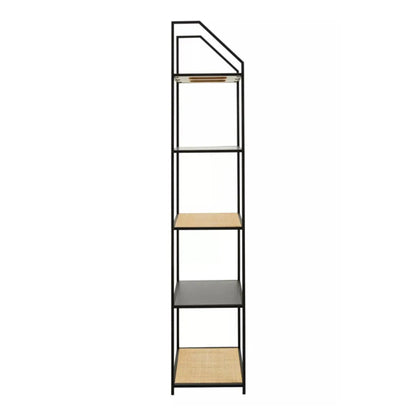Depok Wooden 5 Tier Shelving Unit In Natural Rattan